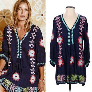 Ruby Yaya Navy Blue Embroidered Tunic Dress (size L)